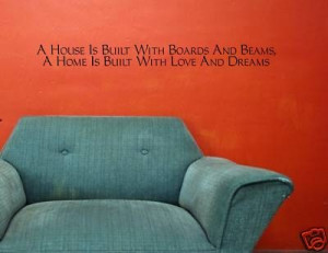 HOUSE IS BUILT WITH BOARDS Vinyl Wall Lettering Quote