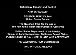 Senatorial help for the film given by Pete Wilson when the Israelis ...