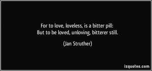 For to love, loveless, is a bitter pill: But to be loved, unloving ...