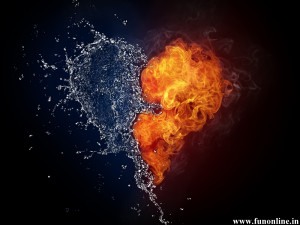 Fire and Water Love Heart