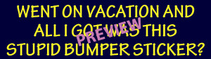 Vacation Stupid Bumper Sticker
