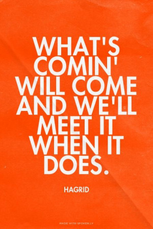 What's comin' will come and we'll meet it when it does. - Hagrid | Kat ...