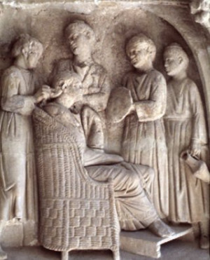Four female slaves dress the wife’s hair: relief from a family tomb ...