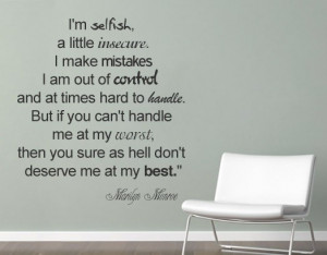 Quote wall decal - Selfish - Marilyn Monroe Quote - Wall Decals ...