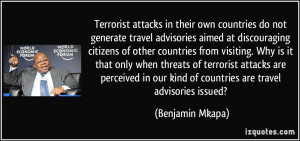 Terrorist attacks in their own countries do not generate travel ...