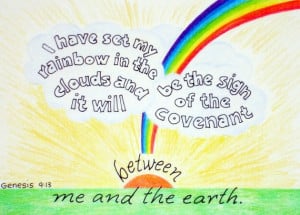 Scripture Art Rainbow Inspirational Bible Verse