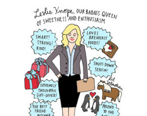 Leslie Knope Print - 5x7 - Hand-Ill ustrated ...