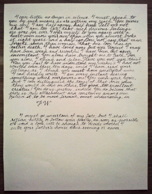 ... Wentworth's letter to Anne Elliot from Jane Austen's 