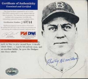 BILLY HERMAN HAND SIGNED 5X5 PICTURE PSA DNA COA HOF 25 00 BILLY