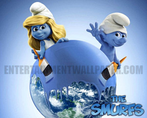 The Smurfs Smurfette Pains Globe Blue Wallpaper