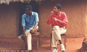 Habit: Obama, outside his family's Kenyan hut in an undated photo, has ...