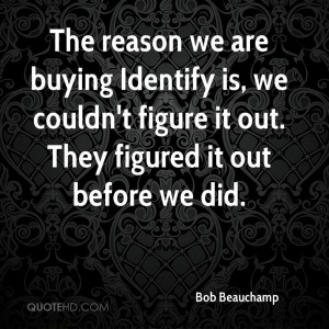 The reason we are buying Identify is, we couldn't figure it out. They ...