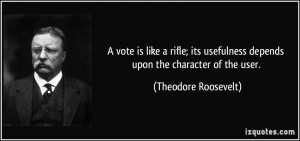 ... depends upon the character of the user. - Theodore Roosevelt