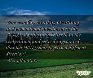 Our overall sponsorship , advertising and promotional investment in ...