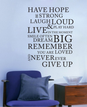 Have Hope BE Strong... 0772 Wall Decal Quote Wall Lettering Art Words ...