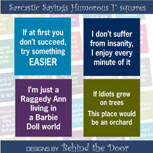 Sarcastic Sayings Humorous - 1 inch square images - Digital Collage ...