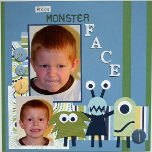 Little boy scrapbook page with free monster face scrapbook page ...