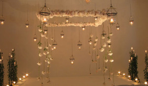 ... and lights ceremony backdrop wedding decor by David Beahm Design