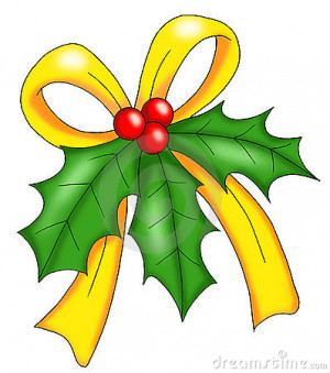 decoration formed by the mistletoe and by a beautiful yellow bow