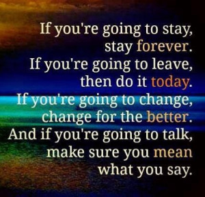 If your going to stay