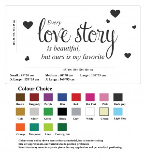Details about Every Love Story Wall Quote Stickers Wall Decals Words ...