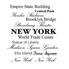 Empire state building, Central park, Yankee stadium, Brooklyn bridge ...