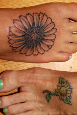 Grandma and granddaughter sunflower tattoos