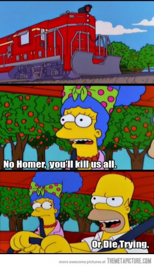 Funny photos funny Homer Marge driving train