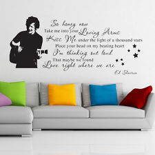 Ed Sheeran wall art sticker thinking out loud decal music lyric quote ...