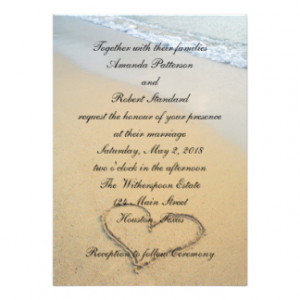 Heart on the Shore Beach Wedding Invitation Invitations