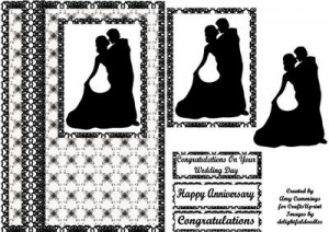Black and White Wedding or Anniversary Decoupage Card Front by Amy ...
