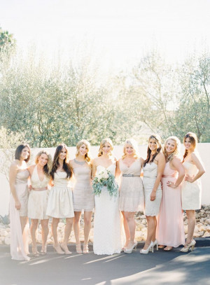 neutral mismatched bridesmaid dresses