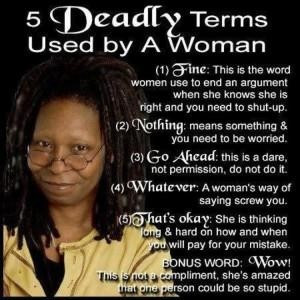 Deadly terms used by a women fine this is the word women use to end an ...
