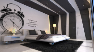 Black-White-Master-Bedroom-Paint-Color-Scheme-with-Inspirational-Quote ...