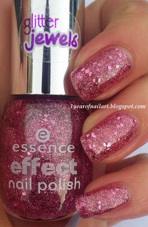 Clear base filled with antique pink micro glitter, a bit larger round ...