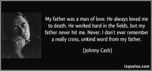 My father was a man of love. He always loved me to death. He worked ...
