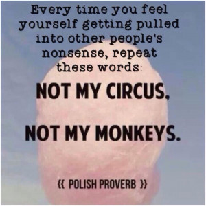 ... nonsense, repeat these words ~ Not My Circus. Not My Monkeys. #mantra