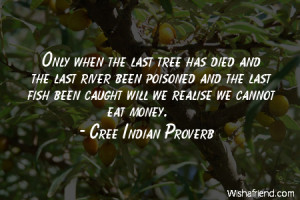 the last tree has died and the last river been poisoned and the last ...
