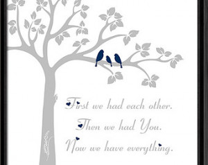 navy grey nursery wall saying first we had baby quote love birds on ...