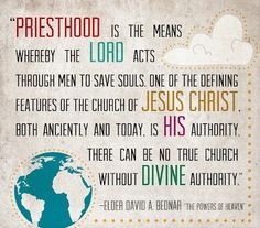 http://youtu.be/INO0zl0g9sc The priesthood is the power and authority ...