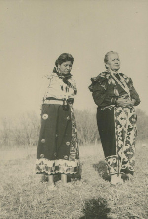 ... Mrs. Bernard Keesis, Bernard Keesis, Nettie Wapp - Potawatomi - 1957
