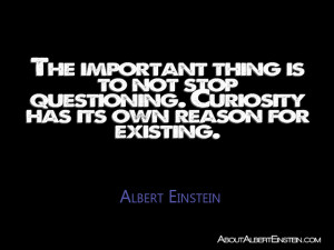 The important thing is to not stop questioning. Curiosity has its own ...