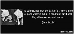 ... handful of dirt banal. They all arouse awe and wonder. - Jane Jacobs