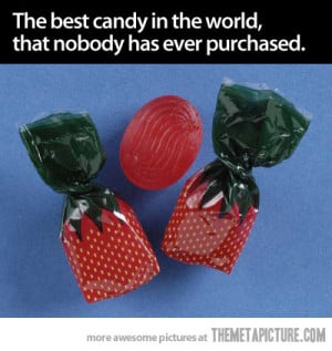 Strawberry candy with funny sayings