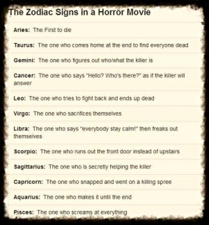 Zodiac Signs in a Horror Movie Lmao: Pisces, Zodiac Signs, Scorpio ...