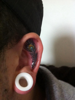 Behind The Ear Feather Tattoo