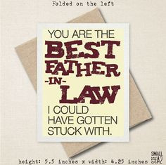 ... Birthday Card - Card For Father - Snarky In-Law Card - A2 or A9 Custom