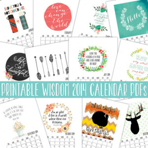 INSTANT DOWNLOAD Printable Calendar 2014, Inspirational quotes ...
