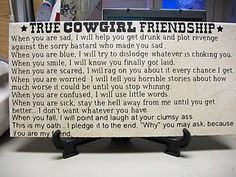 Cowgirl friendship poem on 16 inch tiles cut in half