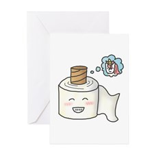 Toilet Paper Unicorn Dream Big Greeting Cards for